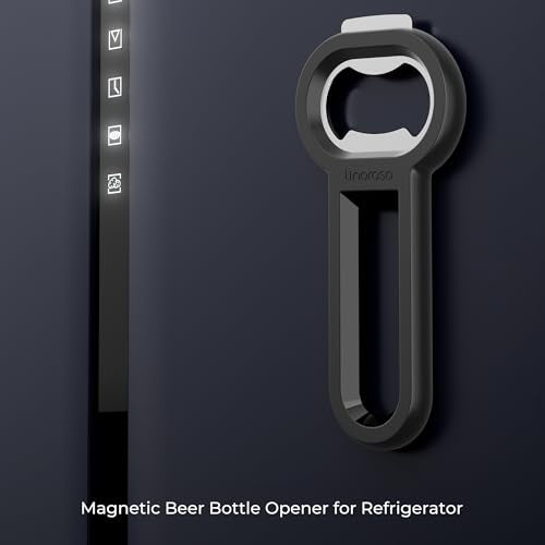 Magnetic Bottle Opener Pop Can Opener for Refrigerator (Black-1 Pack)
