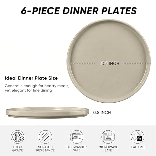 Dinner Plates Set of 6 (Deep Khaki / 10.5'')