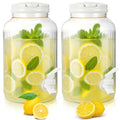 2 Pieces 1 Gallon Plastic Beverage Dispenser with Spigot Striped Clear Large Drink Beverage Dispenser Summer Fridge Water Container with Tap for Party Iced Tea (White)