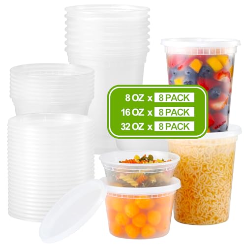 24 Sets Plastic Deli Food Containers With Lids