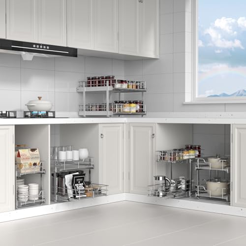 Pull Out Cabinet Organizer (2-Tiers 11¼''W×22”D)