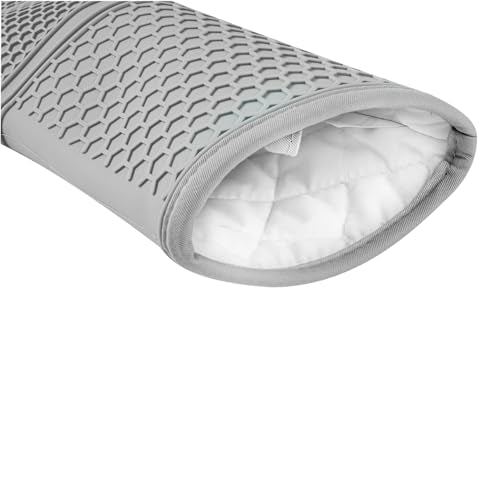 2 Piece Silicone Oven Mitts Set 1 Case of 13.98 x 7.28 x 1.57 Inches Cotton Lined Heat Resistant Gloves (Gray / Oven Mitt)