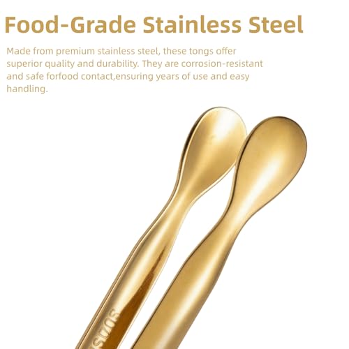 Gold Mini Serving Tongs for Party (Gold)
