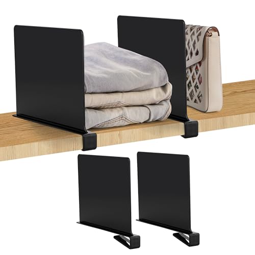 Matte Black Acrylic Shelf Dividers for Closets Organizer & Storage (Matte Black / 2 Pack)