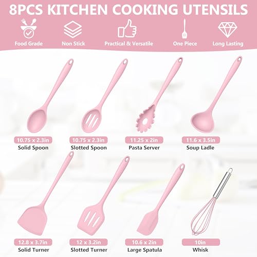 Silicone Cooking Utensils Set (Pink)