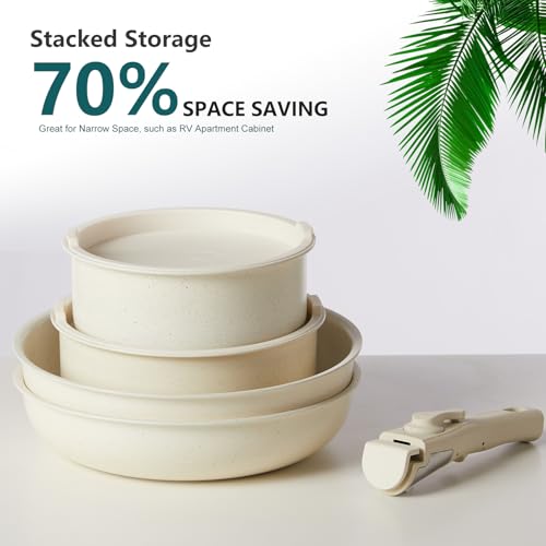 12 Piece Nonstick Cookware Set (Cream White / 12 Piece)