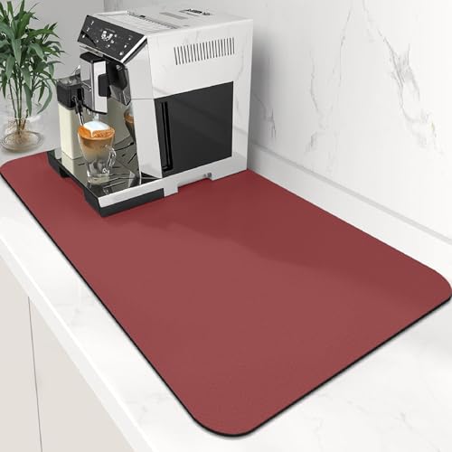 Coffee Mat Super Absorbent Dish Drying Mat Coffee Bar Mat 17"x 30" (Red / 17" x 30")