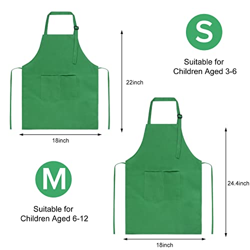 Kids Aprons with Large Pocket 2 Pack (Medium / Greenx2)