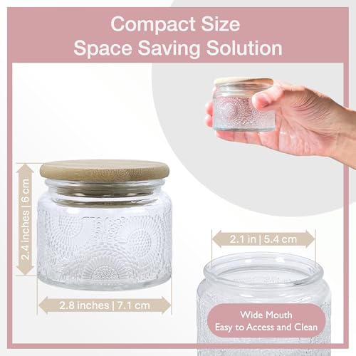 4 oz Decorative Small Glass Jars with Airtight Bamboo Lids (Orange Amber / 4 fl. oz)