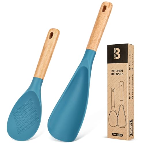 Cooking Spoon and Rice Scooper for Nonstick Cookware (Turquoise)