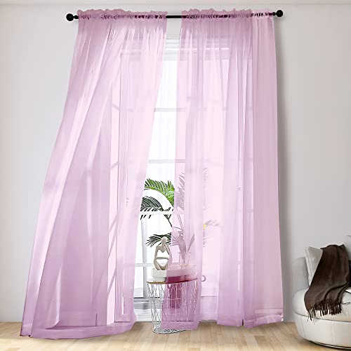 Light Pink Sheer Curtains 108 Inches Long (Light Pink / 42"W x 108"L (Pack of 2))