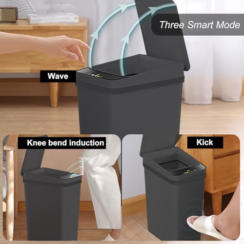 4 Gallons Bathroom Trash Can Automatic Touchless (Black / 4 Gal)