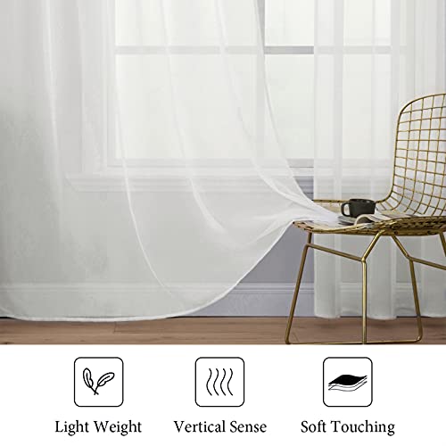 2 Panels Sheer Curtains for Living Room 54 X 120 Inches Ivory (Ivory / 54"W x 120"L (Pack of 2))