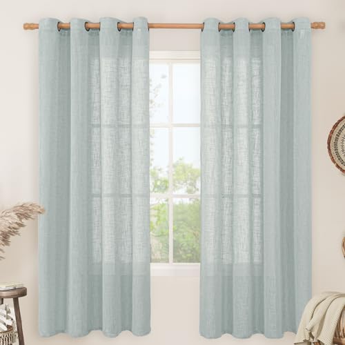Linen Curtains 72 inch Length for Bedroom 2 Panels (52"W x 72"L (Pack of 2) / Greyish Blue)
