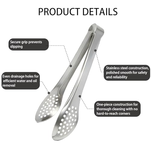 6 PCS Silver Serving Tongs for Party 7 Inch Stainless Steel Serving Utensils for Salad Buffet and Dessert (Gold)