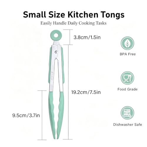 7 Inch Silicone Kitchen Tongs (Pistachio / 7inch)