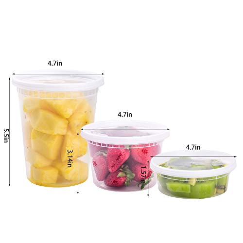 8 oz,16oz,32oz,48Sets,16Sets each size Plastic food storage containers with lids airtight,BPA Free,Microwave/Dishwasher/Freezer Safe (8oz-16sets+16oz-16sets+32oz-16sets)