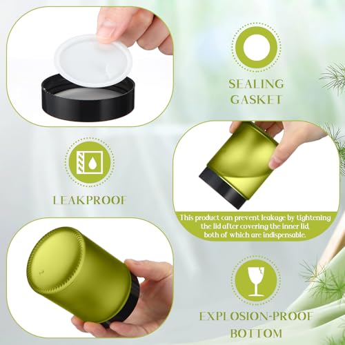 24 Pcs Bulk 6oz Glass Jars with Lids Leakproof Round Airtight Empty Cosmetic Jars with Inner Liners Lid for Storing Lotions Spices Ointments Food Storage (Green)