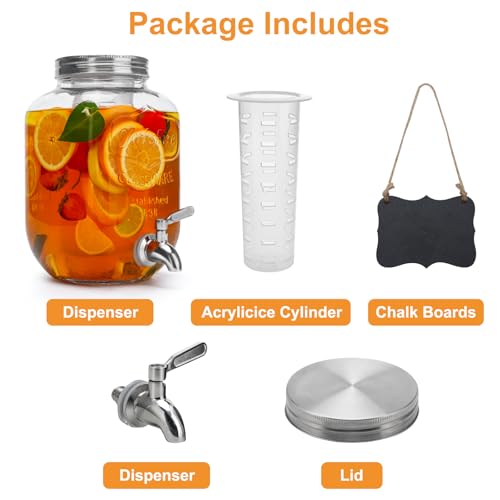 2 Gallon Glass Beverage Dispenser with Lid