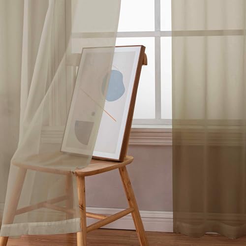 Taupe Sheer Curtains 84 Inches Long for Living Room (Taupe / 42"W x 84"L (Pack of 2))