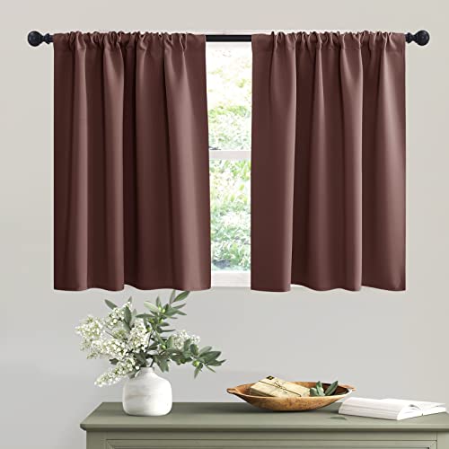 Short Chocolate Brown Blackout Curtains for Small Bedroom Window (Chocolate Brown / 42"W x 36"L (Pack of 2))