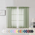 Window Green Sheer Curtains 45 Inch Length 2 Panels Small Sheer Curtains & Drapes Clear Basic Rod Pocket Panel Bedroom Children Living Room Yard Kitchen (40"W x 45"L (Pack of 2) / Sage Green)