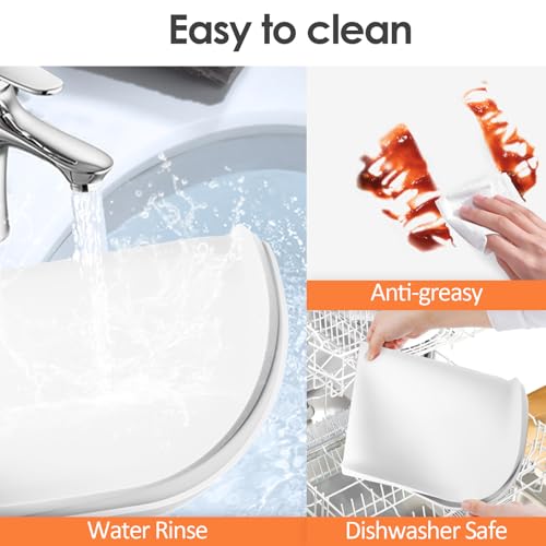 Silicone Coffee Maker Mat with Lip for Countertops (White / 17.4'' x 10.6'')