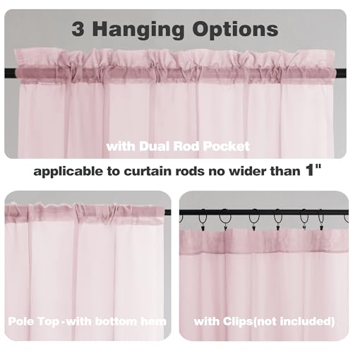 Blush Pink Sheer Curtains 84 Inches Long 2 Panels (Blush Pink / 59"W x 84"L (Pack of 2))