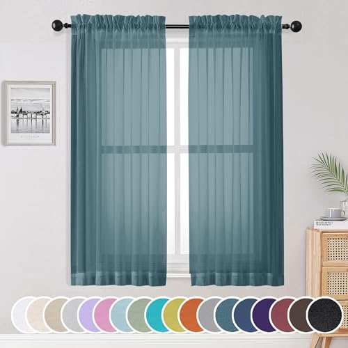 Sheer Curtains (Dusty Blue / 42"W x 63"L (Pack of 2))