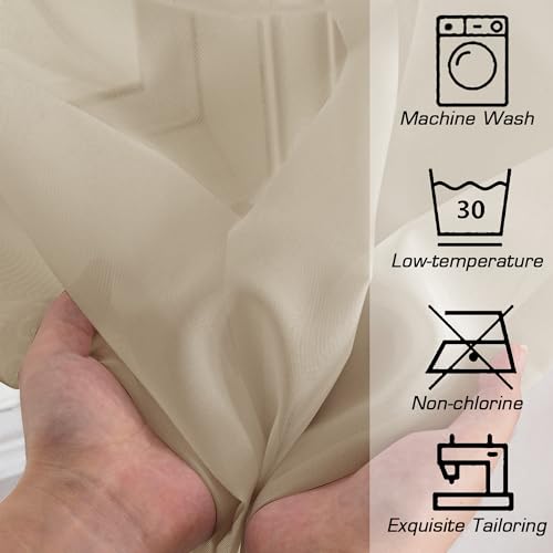 Extra Long Sheer Curtains 96 inches Long for Bedroom Living Room (Taupe / 42"W x 96"L (Pack of 2))