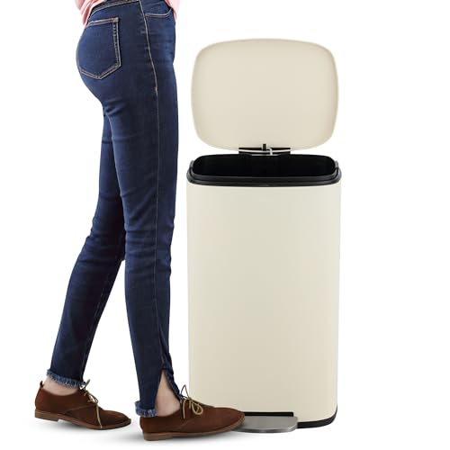 Curtis 8 Gal Step Trash Can Soft Close 25" (Limestone Beige)