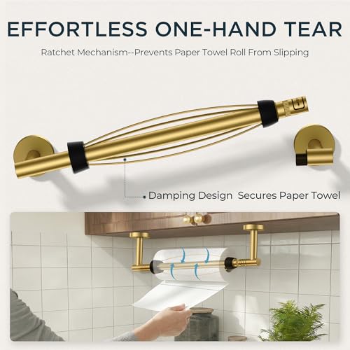 Paper Towel Holder Under Cabinet (Brushed Gold)
