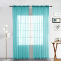 Sheer Voile Window Treatment Rod Pocket Curtain Panels for Kitchen Bedroom Living Room Drapes Sunlight Filtering Privacy Semi Home Decor Assorted Colors Sizes (Turquoise / 52"W x 54"L (Pack of 2))