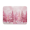 Pink Forest Dish Drying Mat Washable Drying Matt Kitchen Counter (Winter Forest Pink / 24" x 18")
