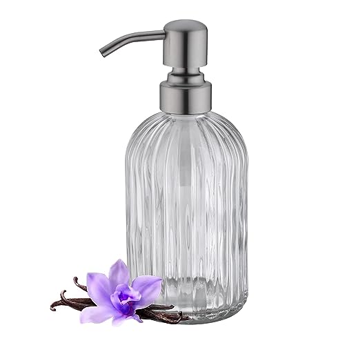 Glass Soap Dispensers for Kitchen and Bathroom (Brushed Nickle / 1-Pack)