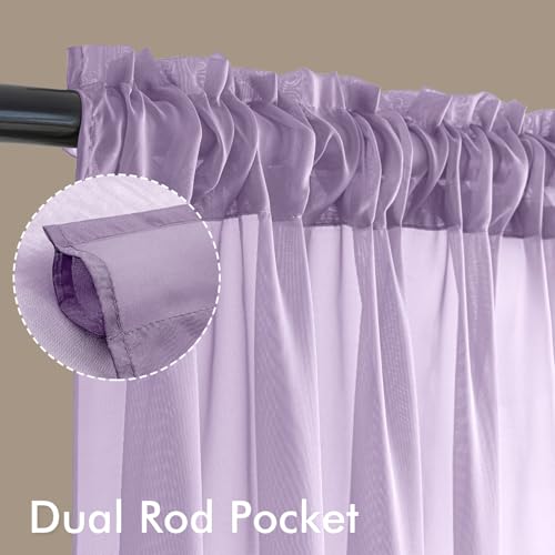 Light Purple Sheer Curtains 84 Inches Long 4 Panels 42 x 84 Inches (42"W x 84"L (Pack of 4) / Lavender)