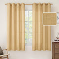 Light Filtering Faux Linen Curtains for Bedroom (52"W x 63"L (Pack of 2) / Silver Grommet-caramel Brown)