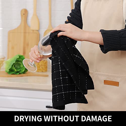 100% Cotton Terry Kitchen Towels (Black / 13 X 28 - 4 Pack)