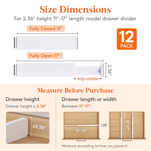 2.36" Upgrade Kitchen Drawer Dividers (2.36"H, 11-17"L)