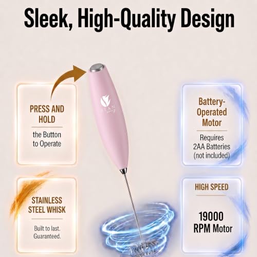 Milk Frother Handheld (Pink / Classic)