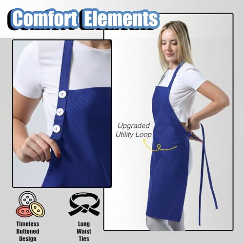 Kitchen Apron for Women & Men Waterdrop Resistant (1 Pack - Navy Blue)