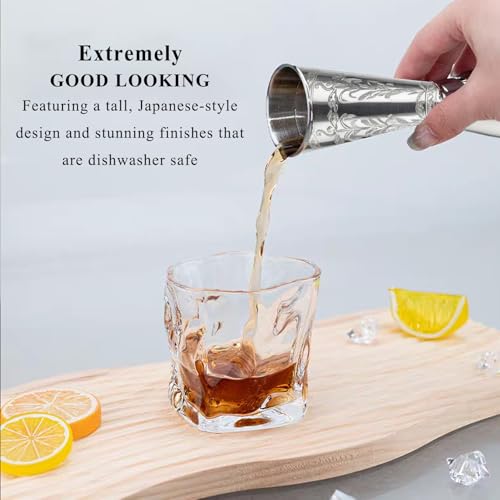 Jigger for Bartending (1 Jigger+ 2 Auto Flip Pourers / Rose Gold)