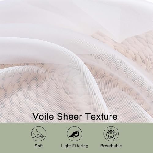 Sheer White Curtains 84 Inch Length 2 Panels Set for Living Room Bedroom (White / 42"W x 48"L (Pack of 2))