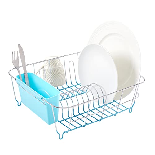 Dish Drying Rack & Cutlery Holder 2 Piece Set (Turquoise)