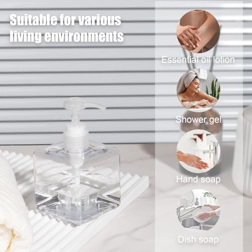 Plastic Pump Bottle Refillable Lotion Soap Dispenser 8.5oz Clear 2 Pack (8.5oz/250ml / Clear)