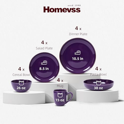 HomeVSS 20 Piece Dinnerware Set (Service for 4 - 20pc Set / Purple)