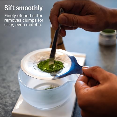 Matcha Set, 6-Piece Ceramic Matcha Bowl Kit with Display Tray (Matte White)