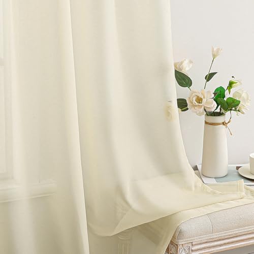 Light Cream Sheer Curtains 54 X 63 Inches (Light Cream / 54"W x 63"L (Pack of 2))