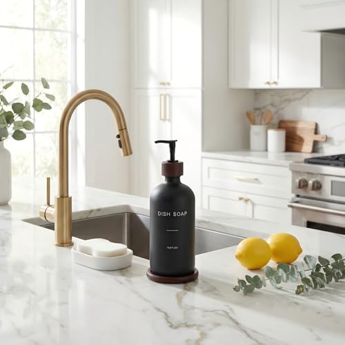Glass Dish Soap Dispenser with Pump (Black D*1)