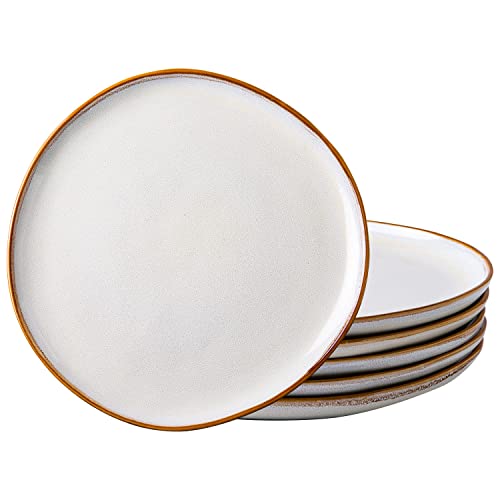 Ceramic Dinner Plates Set of 6 (Pearl White / 10.5 Inch)